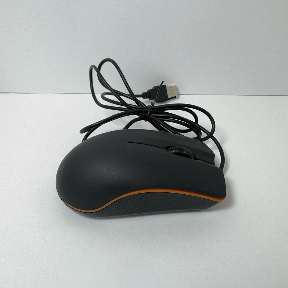 3-D Optical Wired USB Mouse Black & Orange 5V=100mA NEW NO BOX